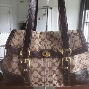 Coach Brown and Tan Signature Bag